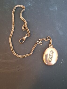 Antique Gold Plated Odd Fellow Locket Fob, Watch Chain